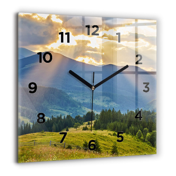 Reloj de pared cuadrado Paisaje con bosques