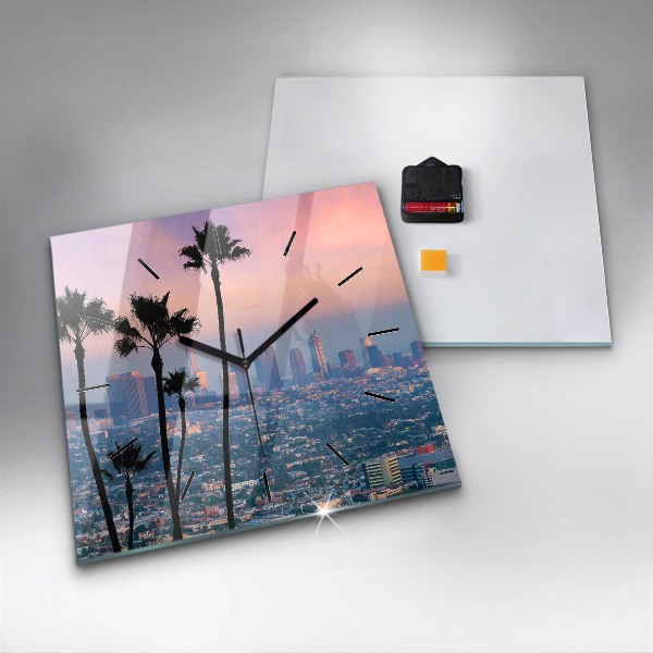 Reloj de pared cuadrado Puesta de sol en Los Ángeles