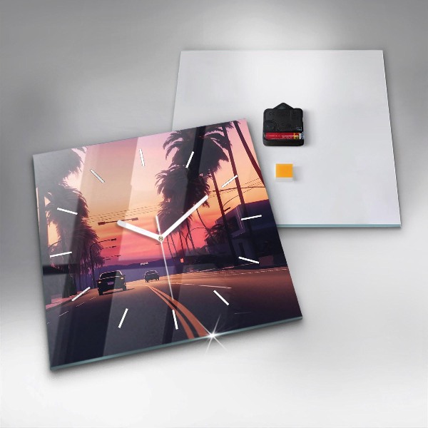 Reloj de pared cuadrado Puesta de sol en Los Ángeles