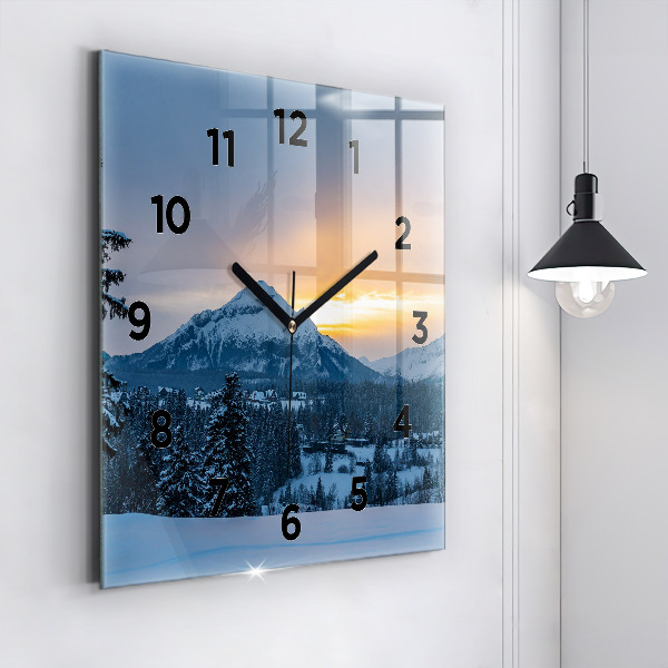 Reloj de pared cuadrado Paisaje de montaña