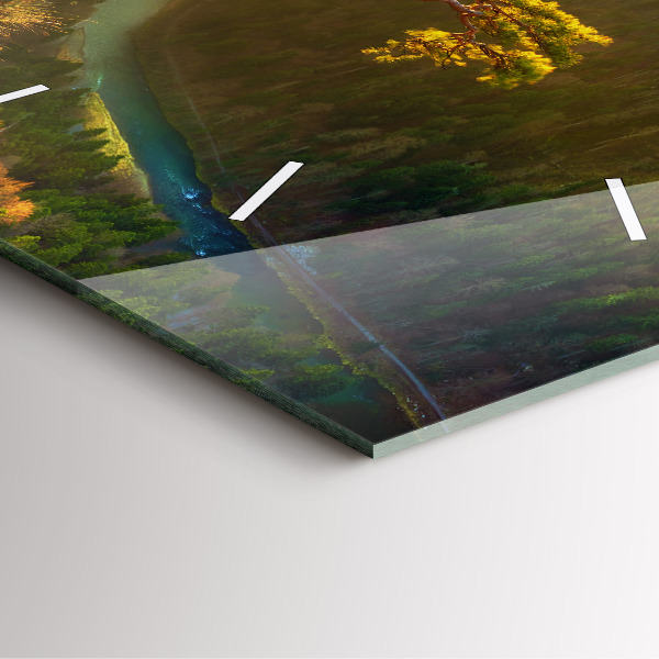 Reloj cuadrado Puesta de sol sobre montañas