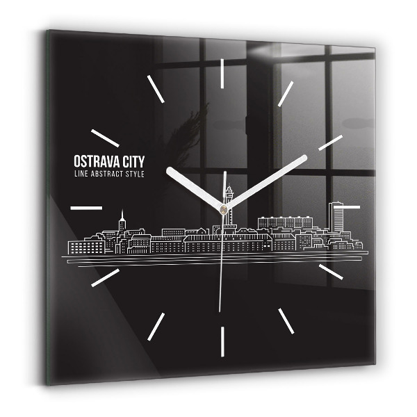 Reloj de pared cuadrado Dibujo de la ciudad de Ostrava