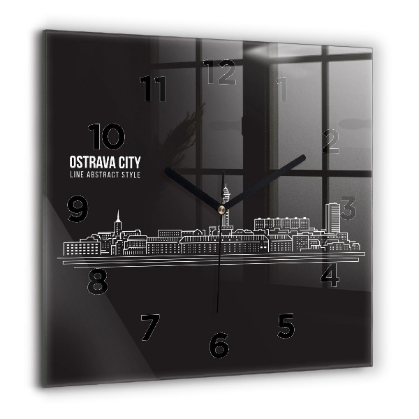 Reloj de pared cuadrado Dibujo de la ciudad de Ostrava