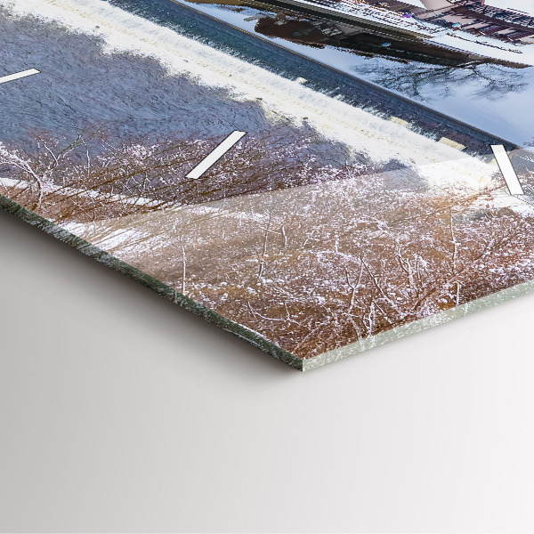 Reloj de pared cuadrado Panorama de una ciudad en invierno