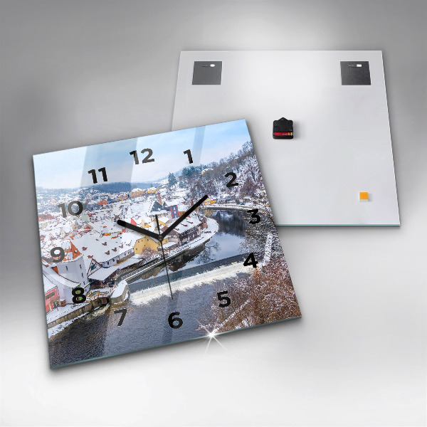 Reloj de pared cuadrado Panorama de una ciudad en invierno