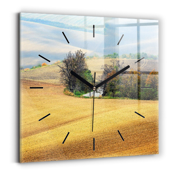 Reloj de pared cuadrado Paisaje rural de Moravia