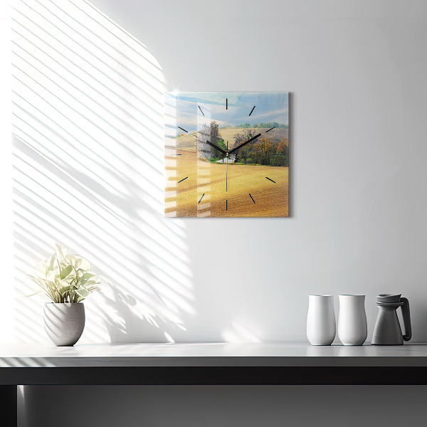 Reloj de pared cuadrado Paisaje rural de Moravia