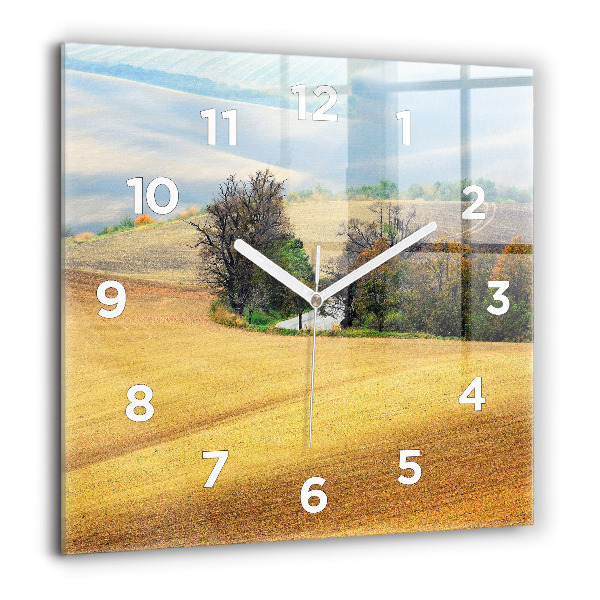 Reloj de pared cuadrado Paisaje rural de Moravia