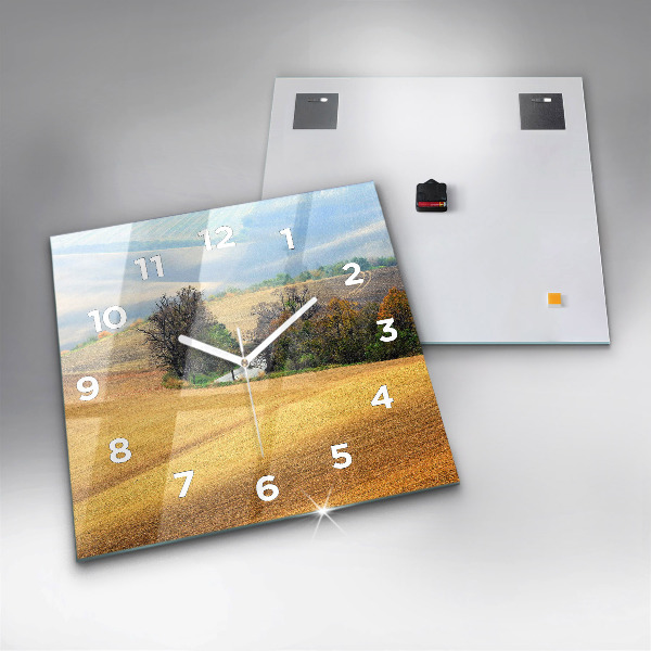 Reloj de pared cuadrado Paisaje rural de Moravia