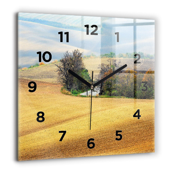 Reloj de pared cuadrado Paisaje rural de Moravia