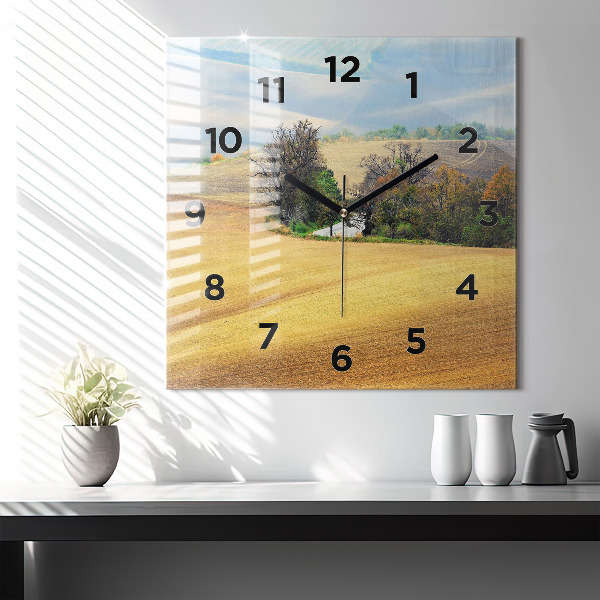 Reloj de pared cuadrado Paisaje rural de Moravia