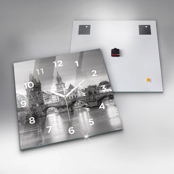 Reloj cuadrado Vista del Puente de Carlos Praga