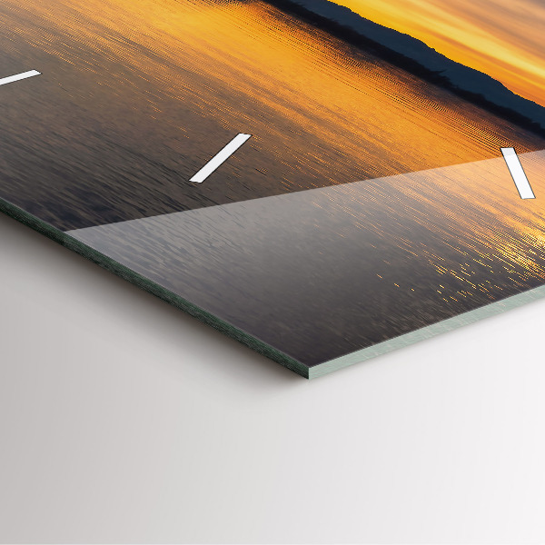 Reloj de pared cuadrado Puesta de sol sobre un lago