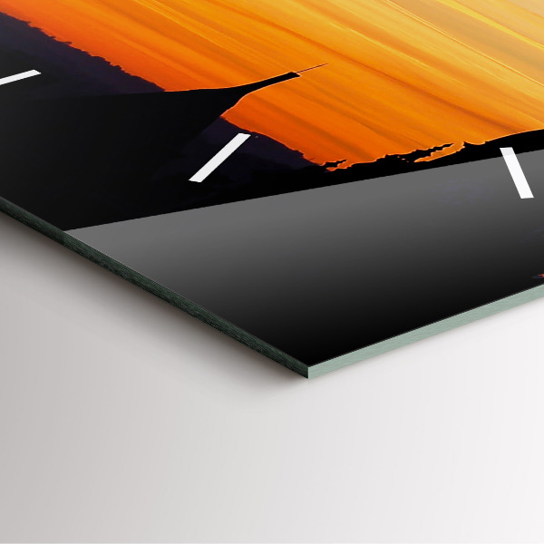 Reloj cuadrado Edificio y puesta de sol