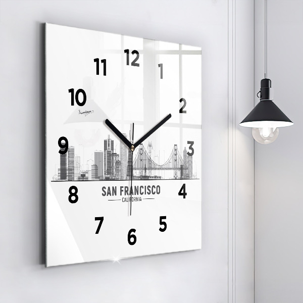 Reloj de pared cuadrado Panorama de San Francisco