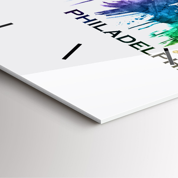 Reloj de pared cuadrado Filadelfia colorida