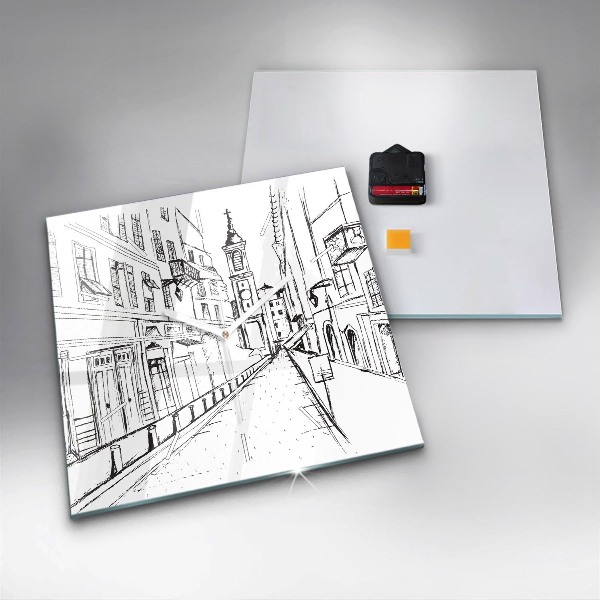 Reloj cuadrado Ciudad dibujo Provenza