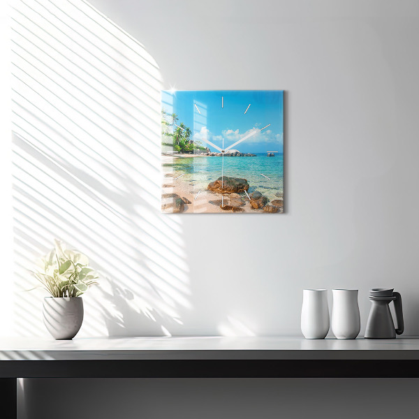 Reloj cuadrado Hermosa playa en Tailandia