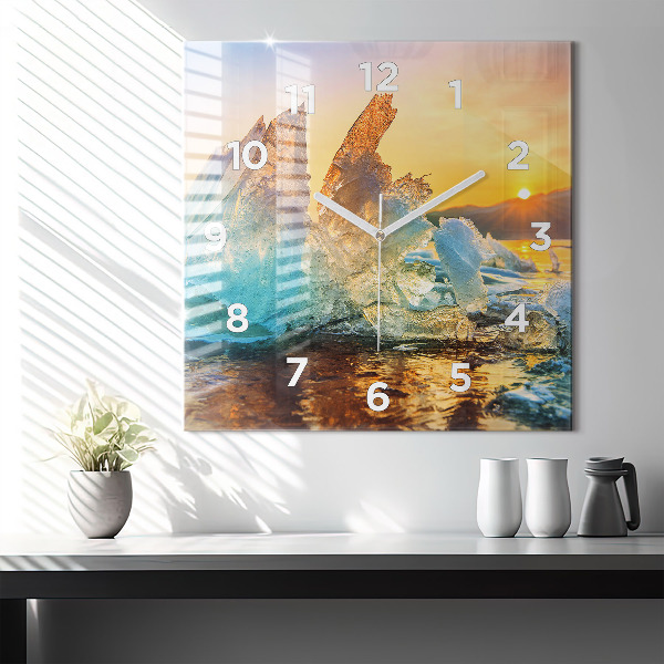 Reloj de pared cuadrado Iceberg y amanecer