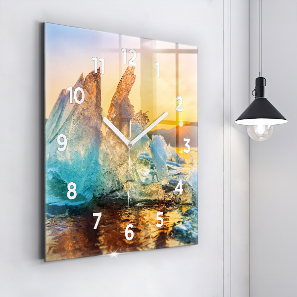 Reloj de pared cuadrado Iceberg y amanecer
