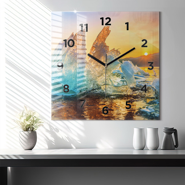 Reloj de pared cuadrado Iceberg y amanecer