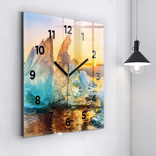 Reloj de pared cuadrado Iceberg y amanecer