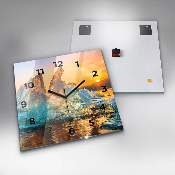 Reloj de pared cuadrado Iceberg y amanecer