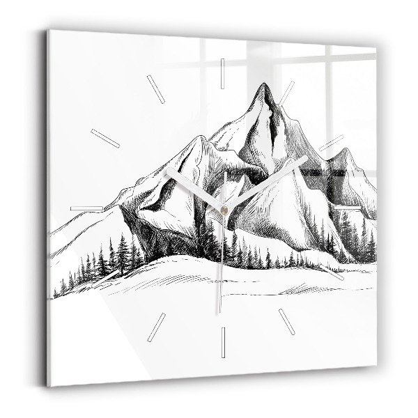 Reloj de pared cuadrado Montañas dibujadas