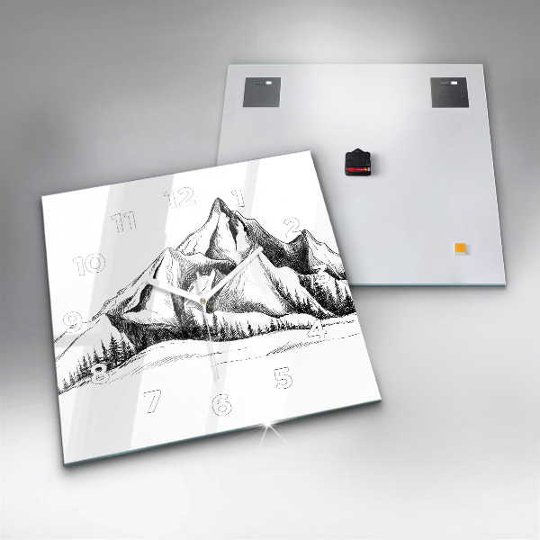 Reloj de pared cuadrado Montañas dibujadas