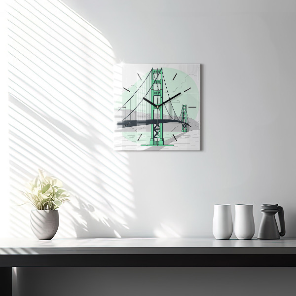 Reloj de pared cuadrado Puente verde