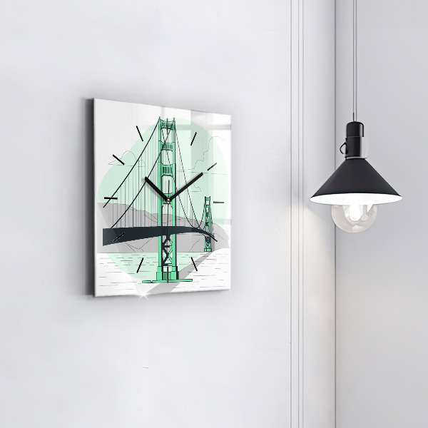 Reloj de pared cuadrado Puente verde