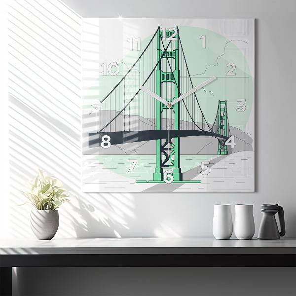 Reloj de pared cuadrado Puente verde
