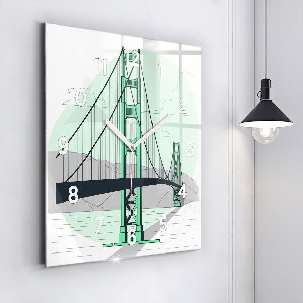 Reloj de pared cuadrado Puente verde