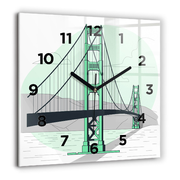 Reloj de pared cuadrado Puente verde