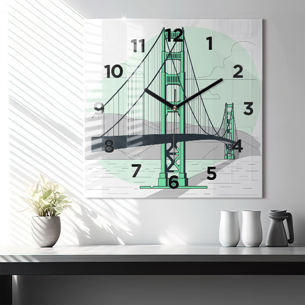 Reloj de pared cuadrado Puente verde