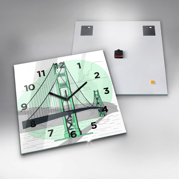 Reloj de pared cuadrado Puente verde