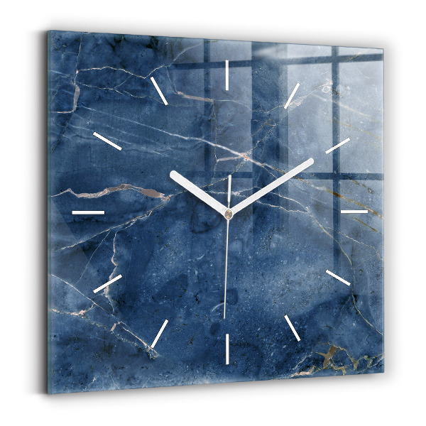 Reloj cuadrado Textura de mármol azul