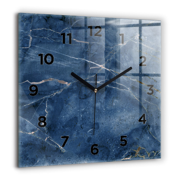 Reloj cuadrado Textura de mármol azul