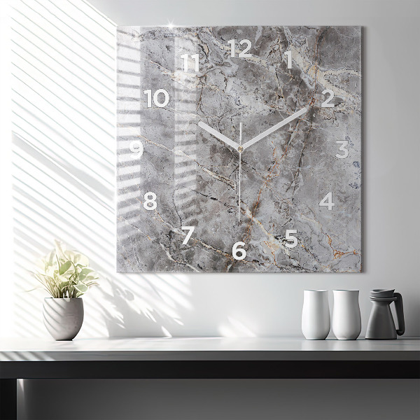 Reloj de pared cuadrado Granito gris Piedra de mármol