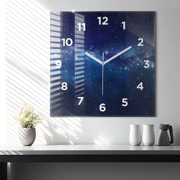 Reloj de pared cuadrado Estrellas de cielo oscuro