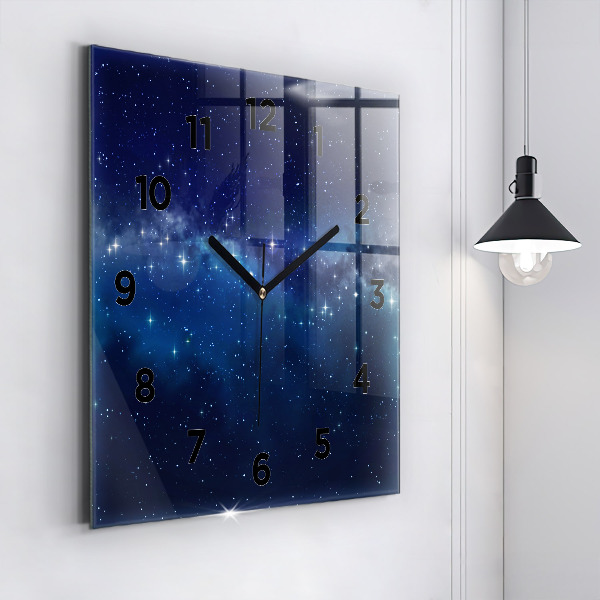 Reloj de pared cuadrado Estrellas de cielo oscuro