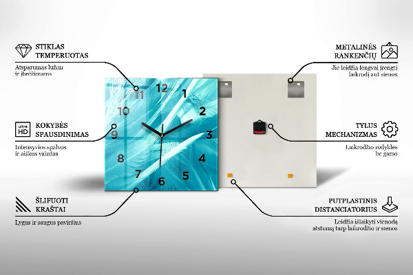 Reloj de pared cuadrado Hojas tropicales