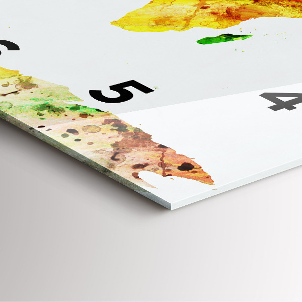 Reloj cuadrado Mapamundi en acuarela