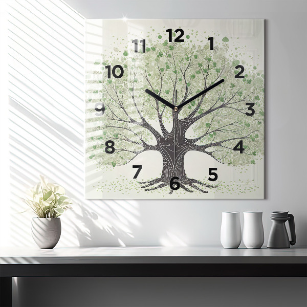 Reloj de pared cuadrado Árbol grande naturaleza