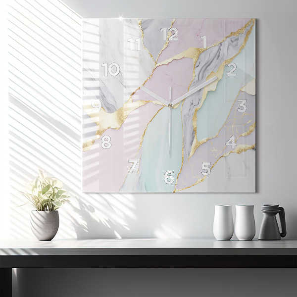 Reloj de pared cuadrado Mármol