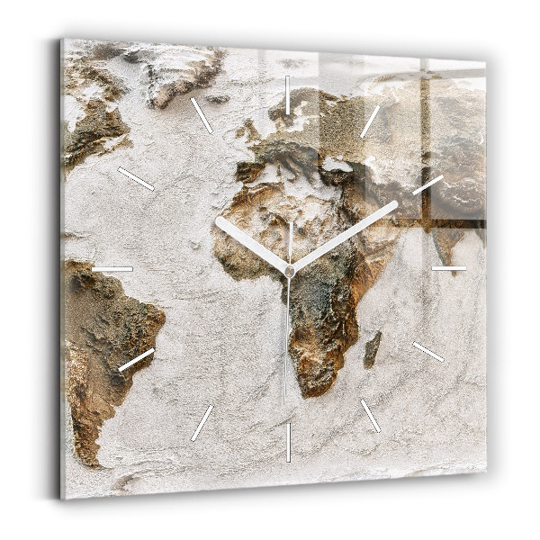 Reloj cuadrado Viejo mapa del mundo