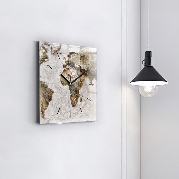 Reloj cuadrado Viejo mapa del mundo