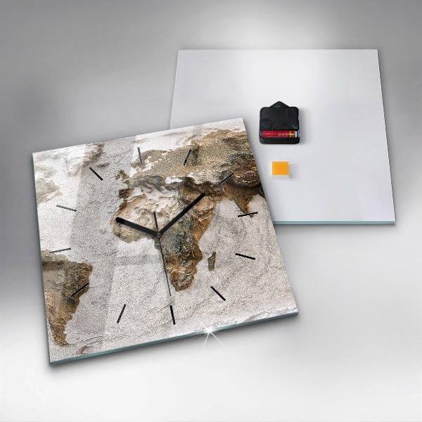 Reloj cuadrado Viejo mapa del mundo