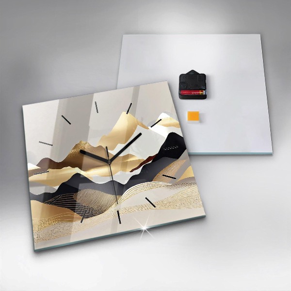 Reloj de pared cuadrado Abstractas montañas doradas