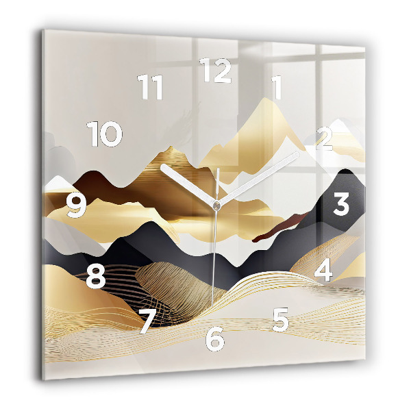 Reloj de pared cuadrado Abstractas montañas doradas